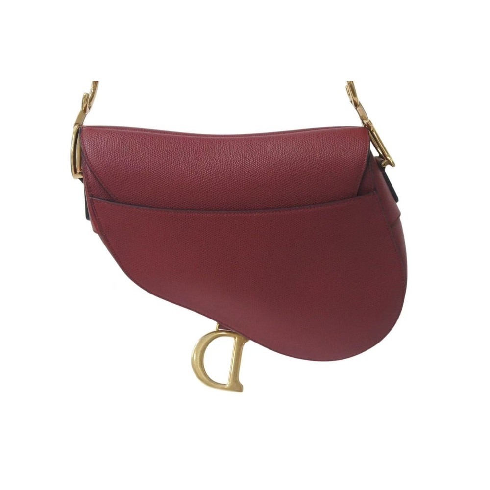 Christian Dior Saddle Bag One Shoulder Hobo leather burgundy - Picture 3 of 8